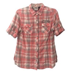 Harley-Davidson Plaid Angel Wings Shirt Size M